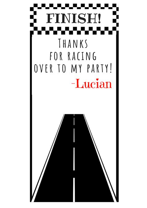 Car party favor thank you card Cars Party Favors, Car Party, Birthday