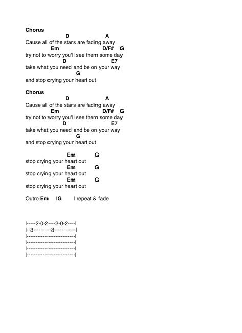 Guitar Lessons Stop Crying Your Heart Out Oasis Guitar Chords