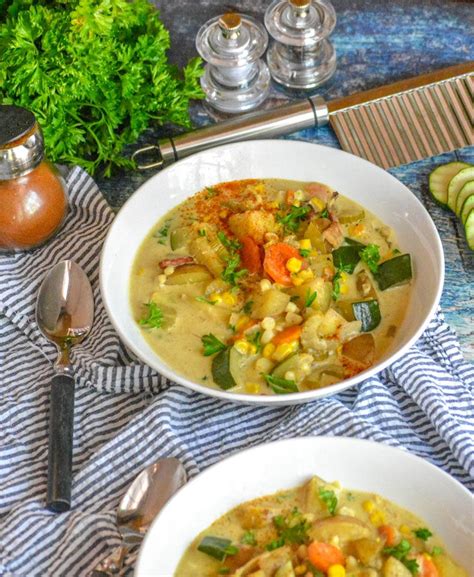 Green or yellow squash, cut into same size tomatoes: Zucchini & Sweet Corn Summer Soup - 4 Sons 'R' Us | Recipe ...