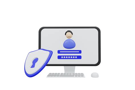 3d Illustrations Computer And Account Login And Password Form Page On