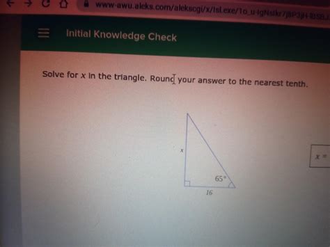 Solve for x in the triangle. Round your answer to the nearest tenth