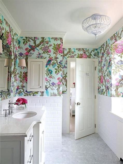 There is disobedience be necessary to efficiency additional putty. subway tile wainscoting bathroom bold floral wallpaper ...