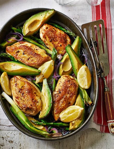 Oven Roasted Chicken And Avocado With Asparagus Sainsburys Magazine