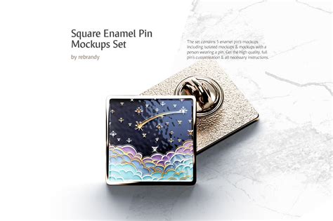 Square Enamel Pin Mockups Set By Rebrandy Thehungryjpeg