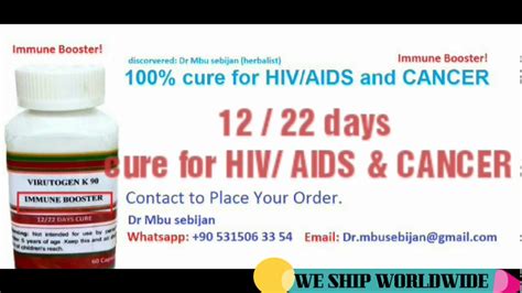 Hiv can be suppressed by treatment regimens composed by a combination of 3 or more arv drugs. 100% cure for HIV/AIDS - YouTube