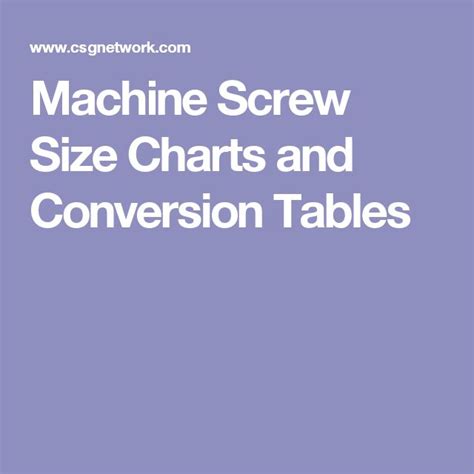 Machine Screw Size Charts And Conversion Tables Machine Screws Screw Chart