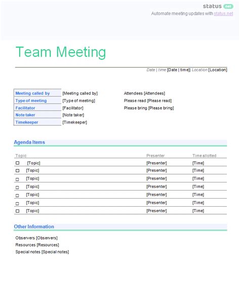 1 Amazing Team Meeting Agenda Template Download