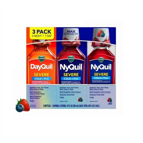 Vicks Dayquil And Nyquil Severe Cold And Flu Relief Liquid Berry 12 Fl Oz
