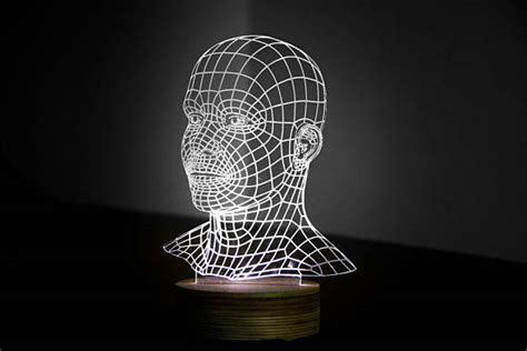 Head 3d Illusion Acrylic Lamp Free Vector Cdr Download