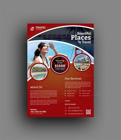 Modern Travel Agency Flyer Design Template 001477 Template Catalog