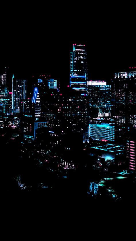 Hd Wallpaper City Night Dark Building Lights Blue City Lights