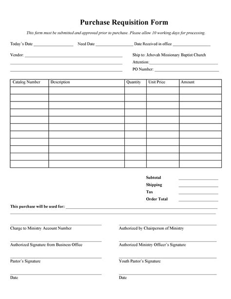 50 Professional Requisition Forms Purchase Materials Lab