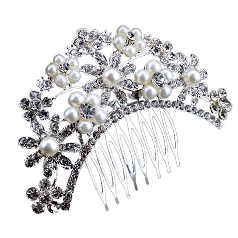 Crystal Simulated Pearl Rhinestone Bridal Wedding Hair Combs Pins Side Comb Hair Accessory In