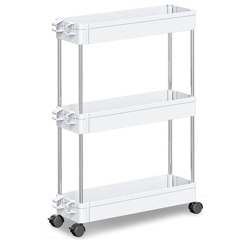 buy slim storage cart 3 tier rolling utility cart mobile shelving unit organizer slide out