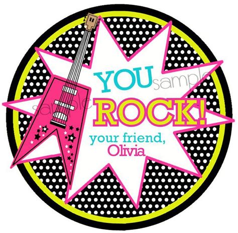 Rockstar Party Stickers Rock Star Birthday Party Guitar Etsy