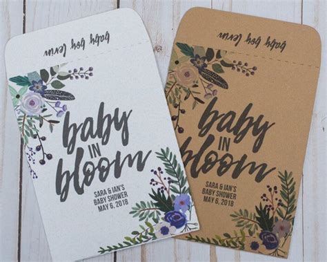 Baby Shower Favors Seed Packets Baby In Bloom Floral Handmade Etsy