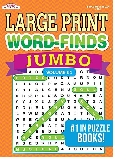 Jumbo Large Print Word Finds Puzzle Book Word Search Kappa Books