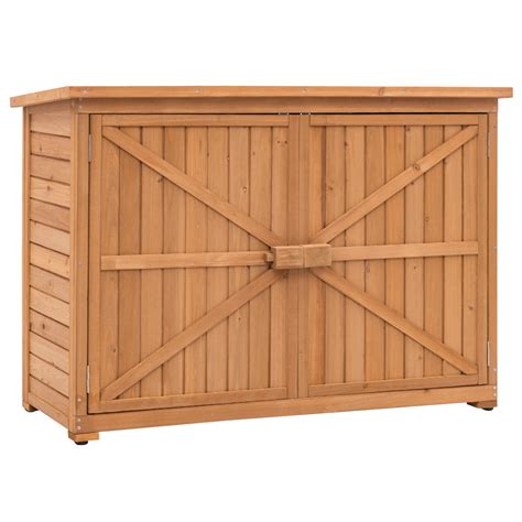 Double Doors Fir Wood Garden Yard Outdoor Storage Cabinet