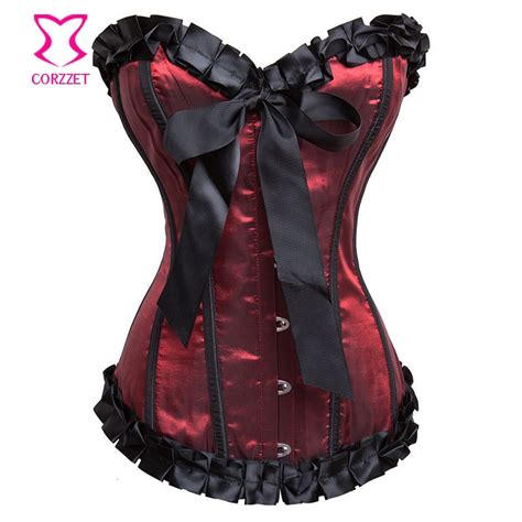 corzzet vintorian red satin steel boned overbust corsets and bustiers sweetheart plus size