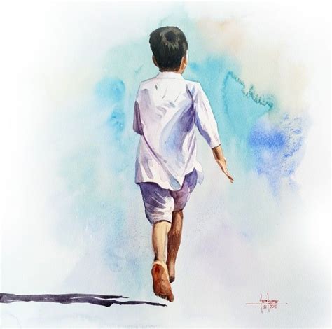 Running Watercolor Boy Running Running Art Human Figure Sketches