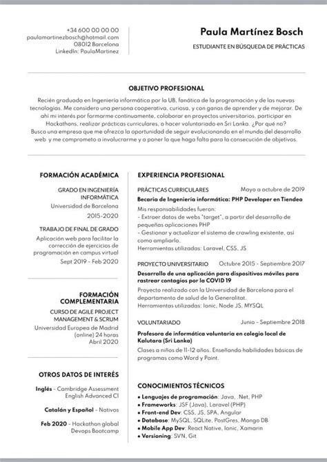 Cómo Hacer Un Cv Sin Experiencia Guía Ejemplos Y Plantillas