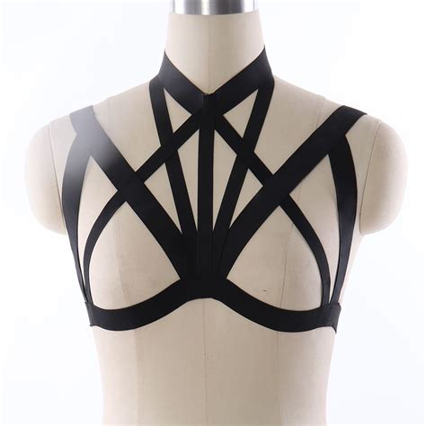 2019 Women Sexy Gothic Harness Bra Body Crop Top Dacron Adjust Cage Bra Harness Sexy Body