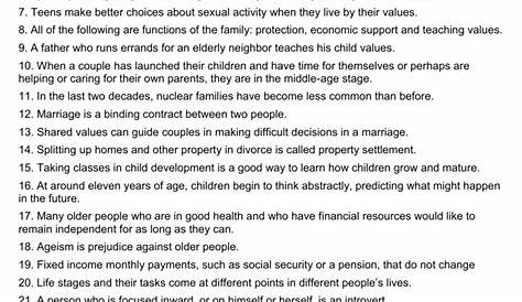 FINAL EXAM NOTES - Family Dynamics (Families Today textbook)