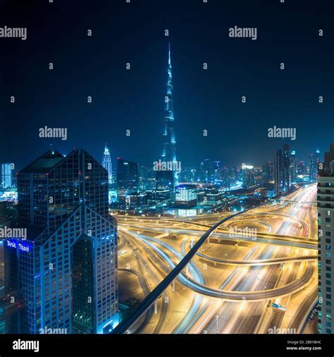 View Of Burj Khalifa And The Sheikh Zayed Road Interchange Downtown
