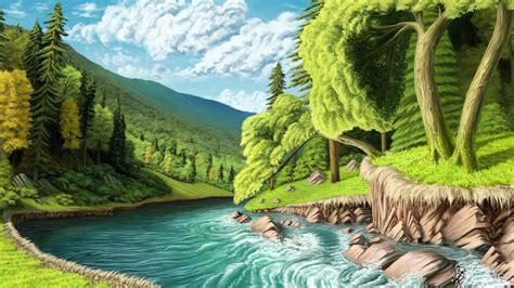 Fairy Tale River And Forest Scenery 4k Wallpaper