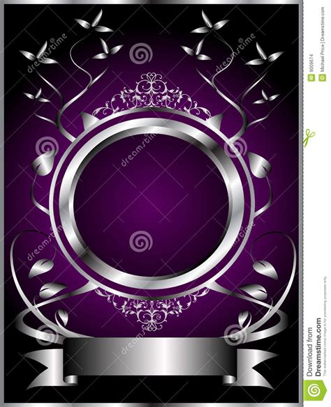 Abstract Silver And Purple Floral Vector Design Stock