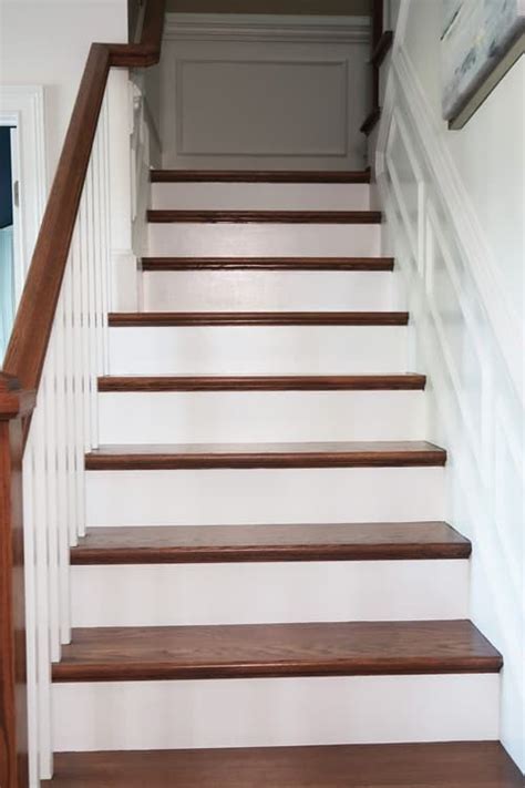 How To Prep And Paint Stained Stairs White Diy Stairs Staircase
