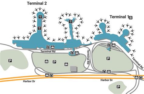 Food San Diego Airport Terminal 2 Map