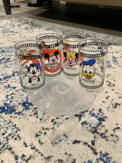 Vintage Walt Disney Mickey Mouse Club Film Strip Glasses Set Of 4