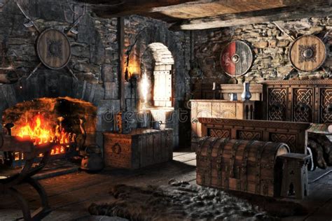 Fantasy Interior Of A Medieval Bedroom With Traditional Decorations And