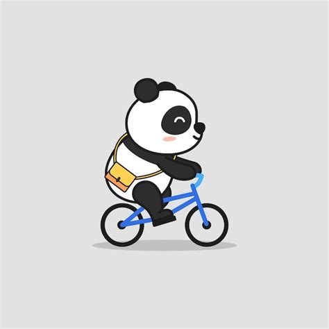 Premium Vector Cute Panda Riding Bike