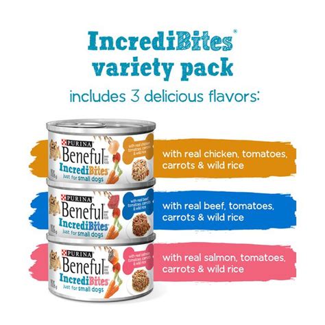 Product description with real chicken, veggies, and wholesome pasta in a generous sauce, this versatile dog food recipe lets you create an italian mealtime experience for your best buddy any day of the week. Purina Beneful Small Breed Wet Dog Food Variety Pack ...