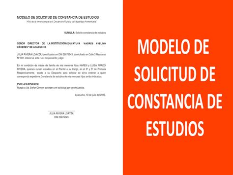 Modelo De Solicitud De Constancia De Estudios Universitarios Pdf