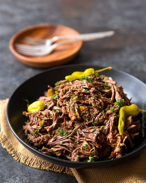 Slow Cooker Shredded Italian Beef The Chunky Chef