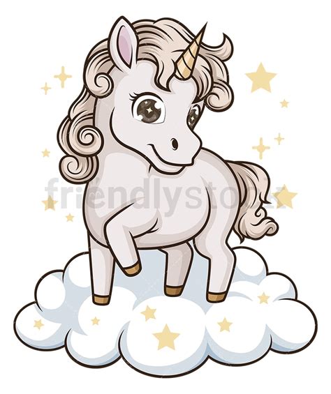Unicorn On Cloud Cartoon Clipart Vector Friendlystock