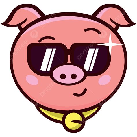 Kacamata Keren Maskot Kepala Babi Lucu Imut Babi Kacamata Png Dan