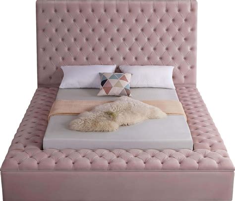 Meridian Bliss Pink King Size Bed Bliss Velvet Upholstered Bed