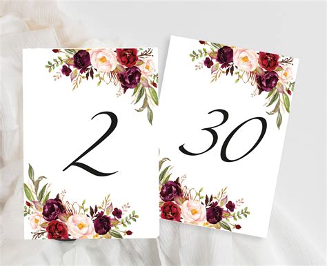 Table Numbers Printable Table Number Table Numbers Seating | Etsy | Printable numbers, Wedding ...