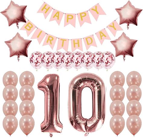 Rose Gold 10th Birthday Decorations For Girls Sweet 10 Birthday Gifts