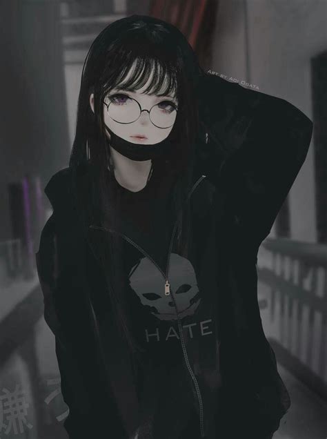 Dark Anime Girl With Mask Wallpaper Free