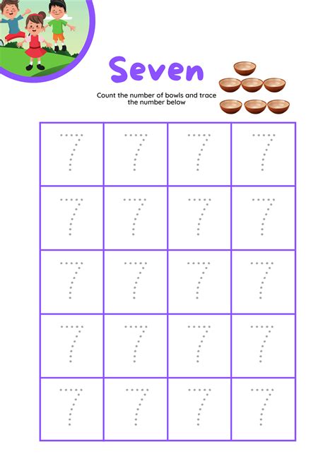 The Teaching Aunt Trace Numbers 7 Worksheet