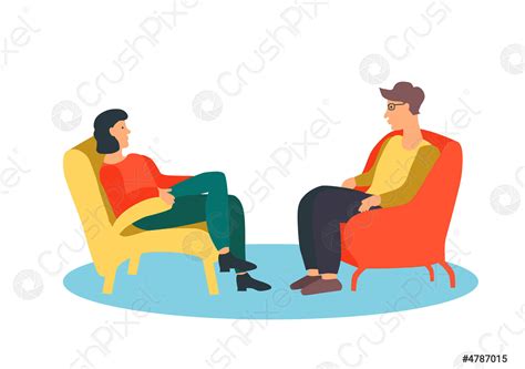 A Man And A Woman Sit In Chairs Opposite Each Stock Vector 4787015