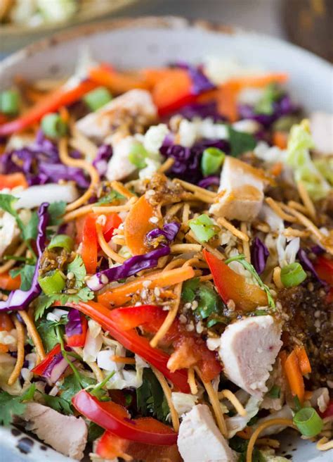 Add salt, sugar, soy sauce, vinegar, and spicy sauce if you like, to a bowl. This Chinese Chicken Salad with Chicken, crunchy ...