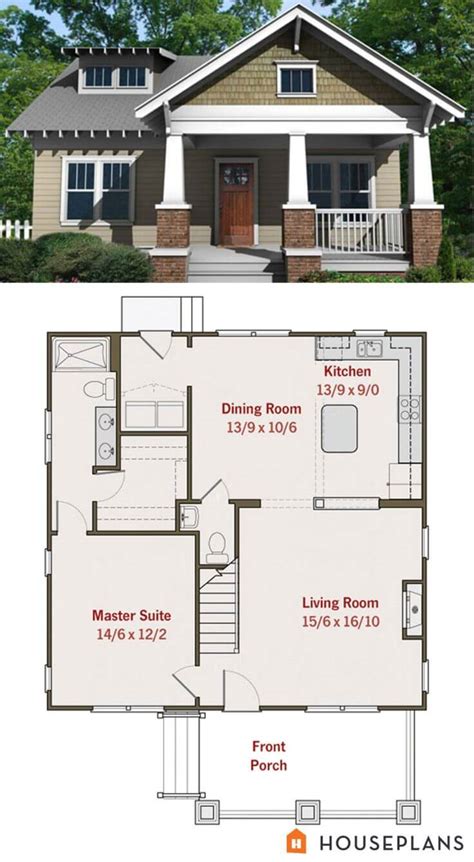 Large windows are commonly used for a spectacular view and natural lighting. small-craftsman-bungalow-floor-plan-and-elevation-best ...