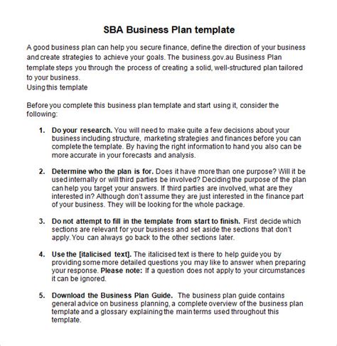 Free 8 Sample Sba Business Plan Templates In Pdf Ms Word