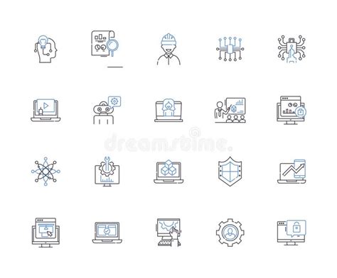 Computer Security Outline Icons Collection Computer Security